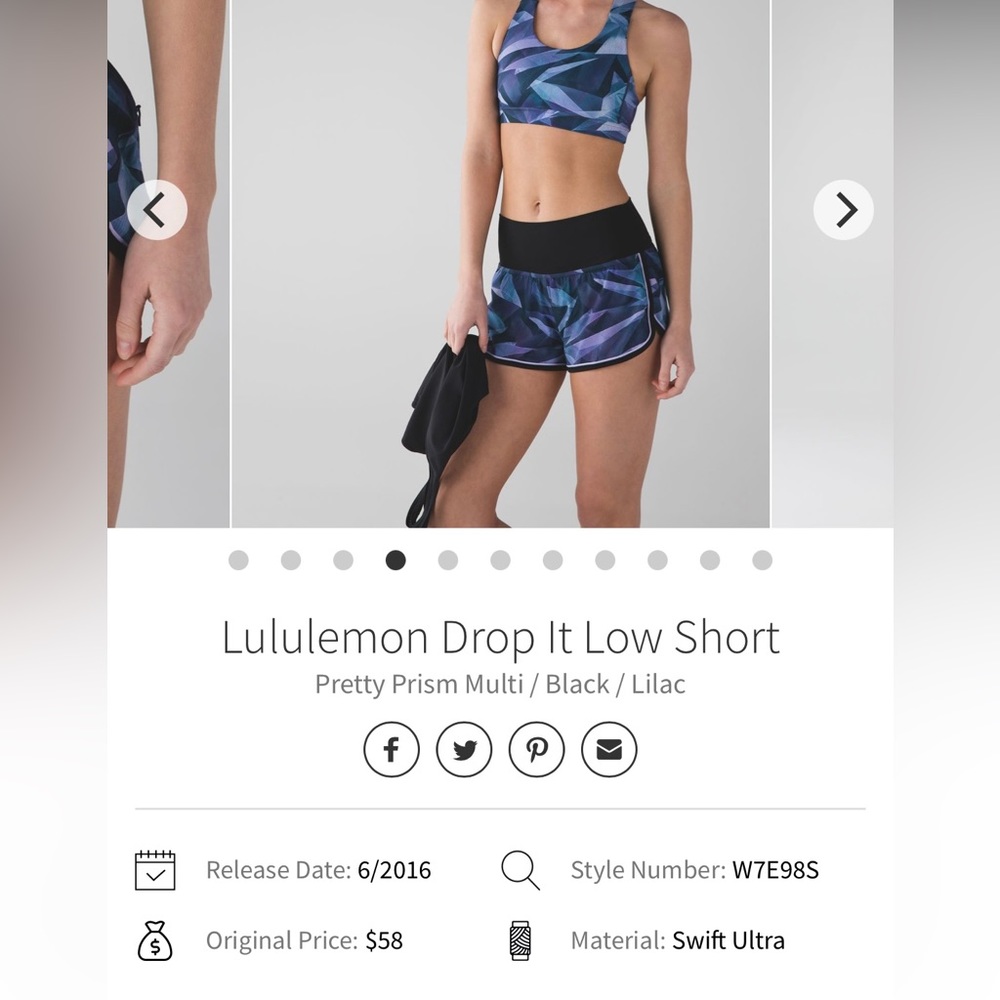 Lululemon Drop It Low Short Prism size 4